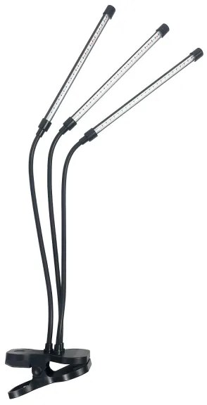 VITARO LED növénynevelő lámpa, állítható, 3x10W, fekete, klipessel