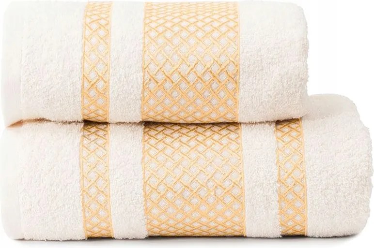 Lionel pamut törölköző 50x90 krémszínű, arany bordűrrel