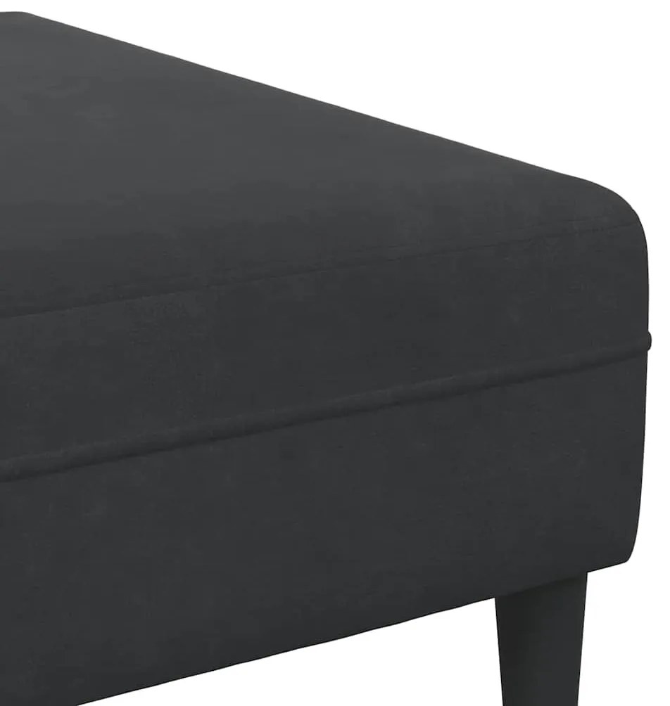 Bársony Kanapé párnával 3 pcs Fekete 208 cm Bársony