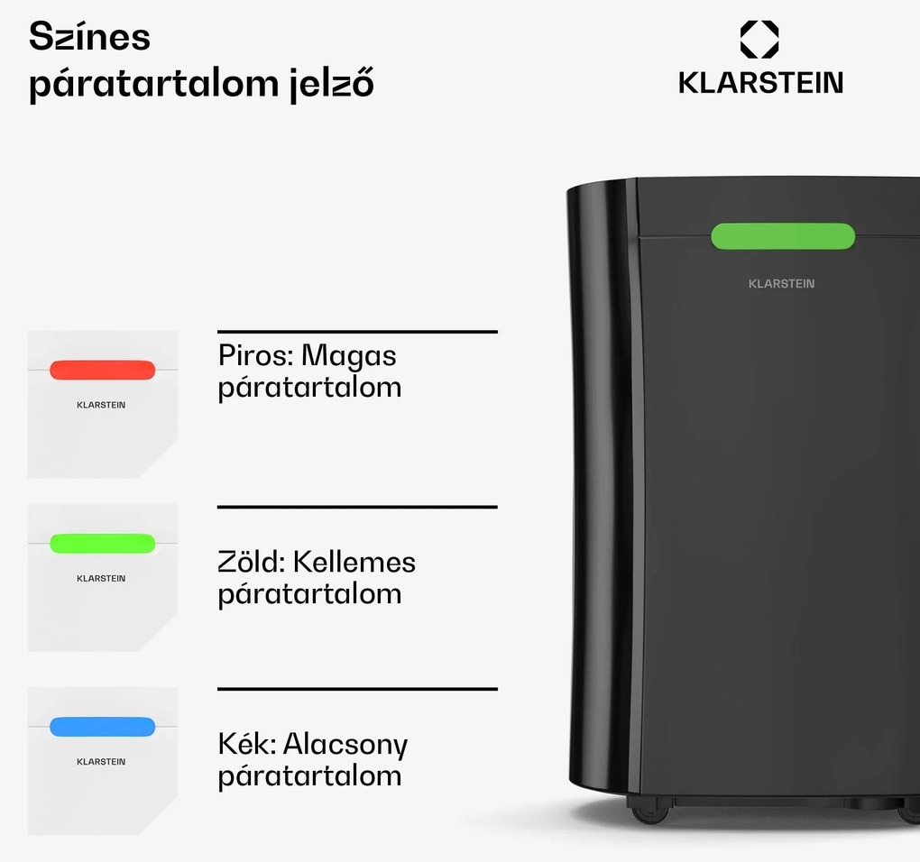 Klarstein AeroDry 10 párátlanító, 165 W teljesítmény, 10 l/nap, 135 m³/h, 20-30 m² területig, DrySelect funkció