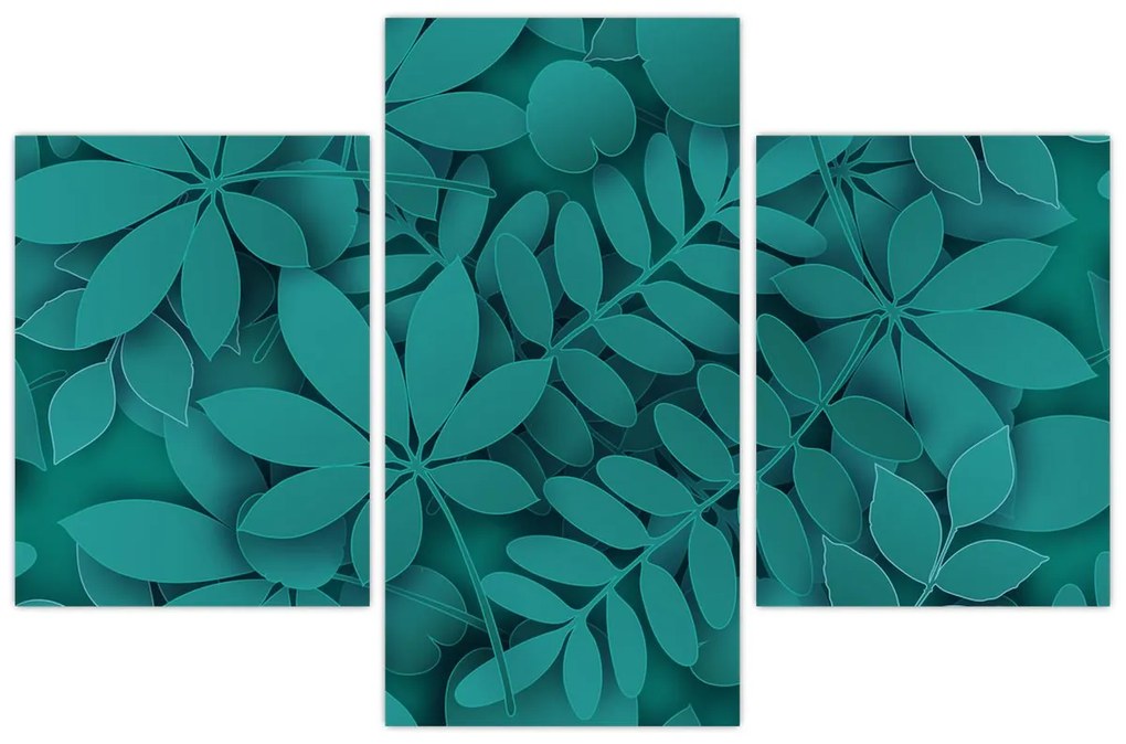 Kép - Türkiz levelek (90x60 cm)