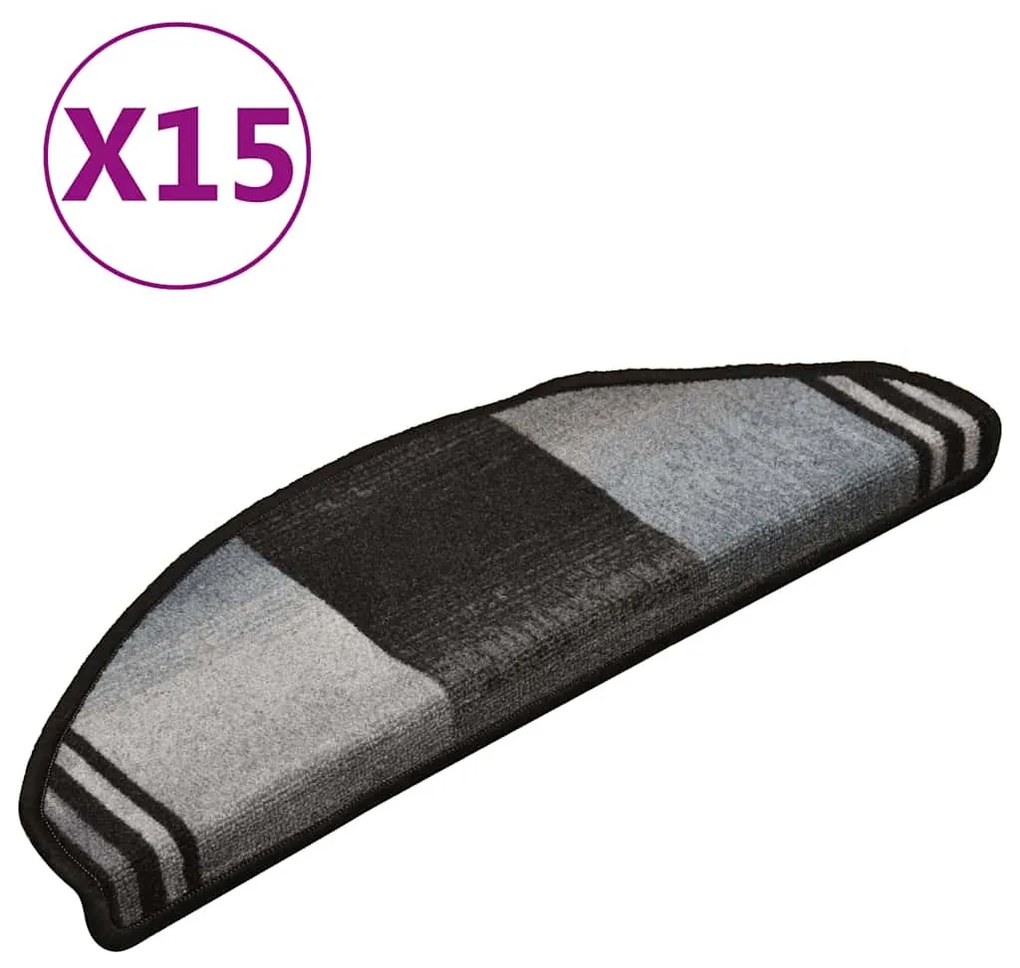 15 db fekete-szürke öntapadó lépcsőszőnyeg 65 x 21 x 4 cm
