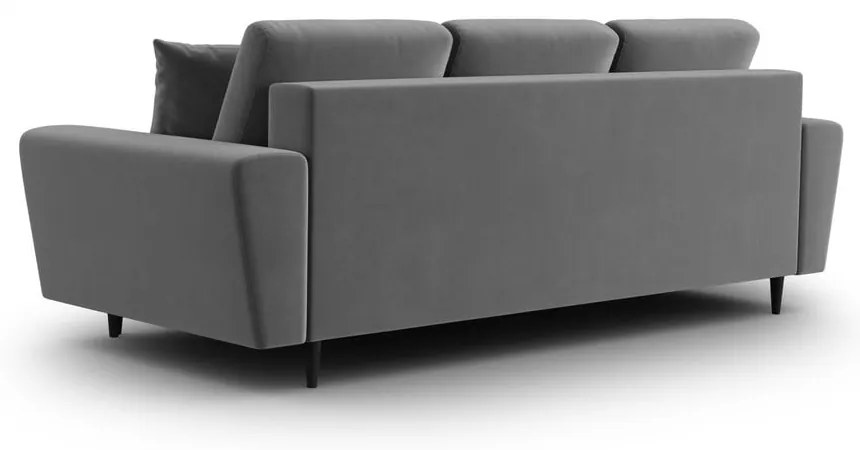 Világosszürke bársony kinyitható tárolóhelyes kanapé 235 cm Kyoto – Cosmopolitan Design