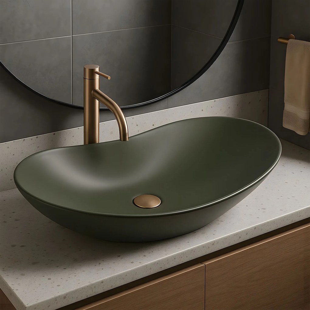 Rea Royal, pultra szerelhető mosdó 615x355x155 mm, matt zöld, REA-U6372