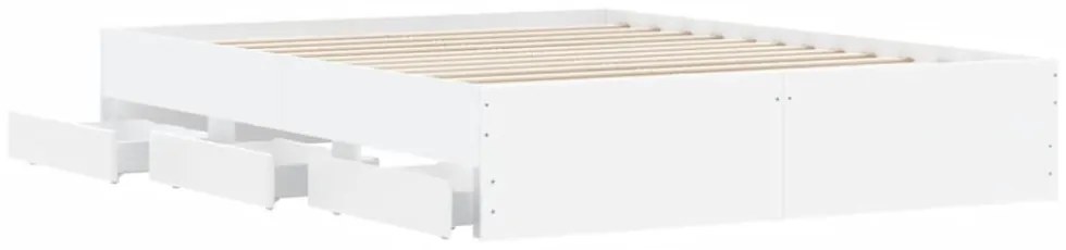 fehér szerelt fa ágykeret fiókokkal 140 x 190 cm