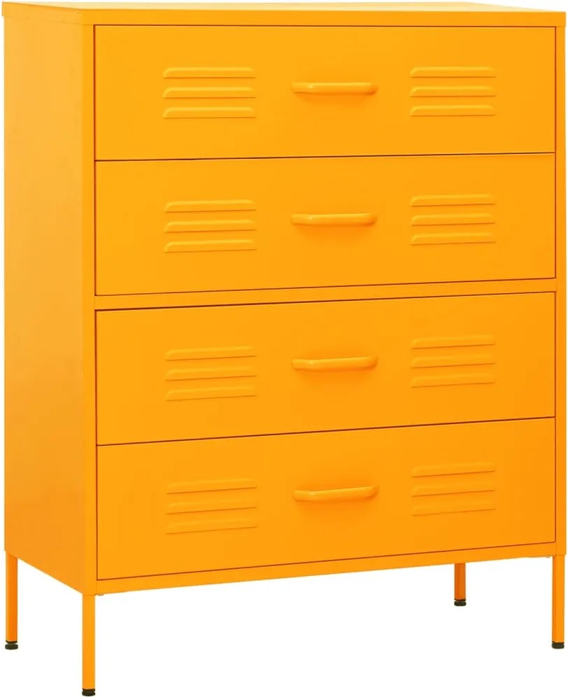 vidaXL mustársárga acél fiókos szekrény 80 x 35 x 101,5 cm