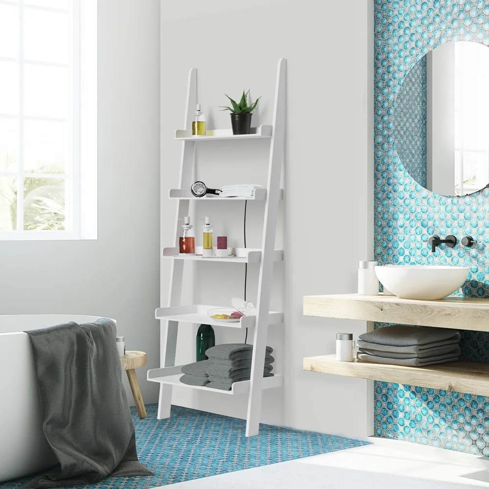 Casaria® Lépcsős polc fehér - 180 cm