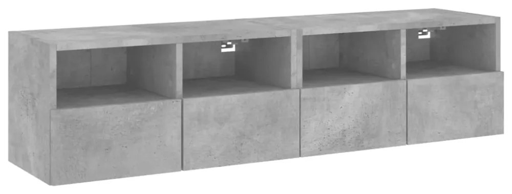 2 db betonszürke szerelt fa fali TV-szekrény 60x30x30 cm