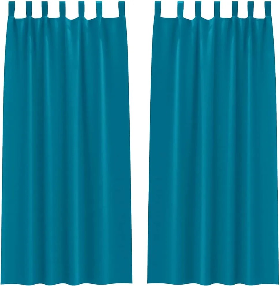 vidaXL Fekete Függöny Gyűrűkkel 2 pcs Türkiz 245 x 140 cm Poliészter