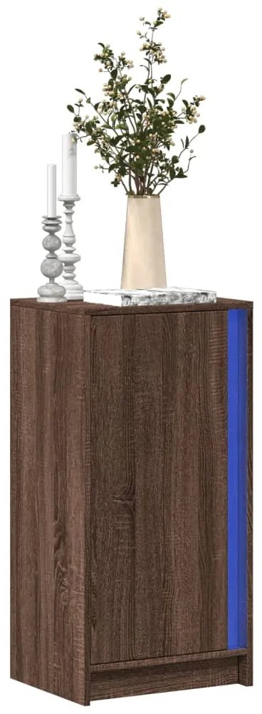barna tölgy szerelt fa LED-es tálalószekrény 42,5 x 34 x 85 cm