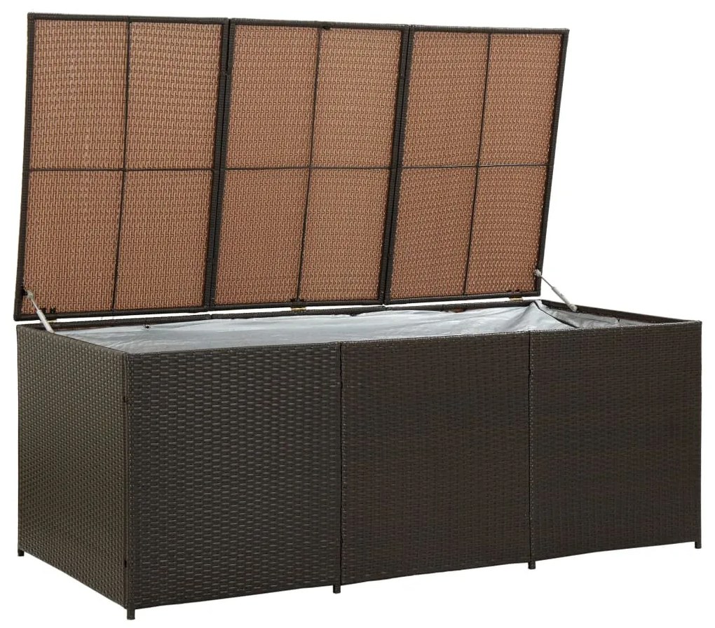 Barna polyrattan kerti tárolóláda 180 x 90 x 70 cm