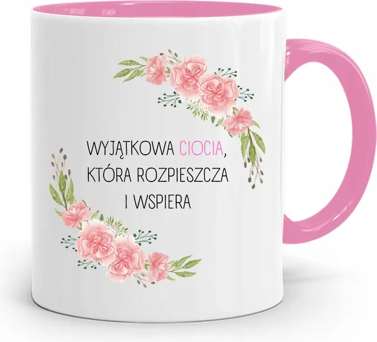 Rózsaszín Bögre Egy Különleges Nagynéninek, Aki Támogatja A fényképes nyomatot