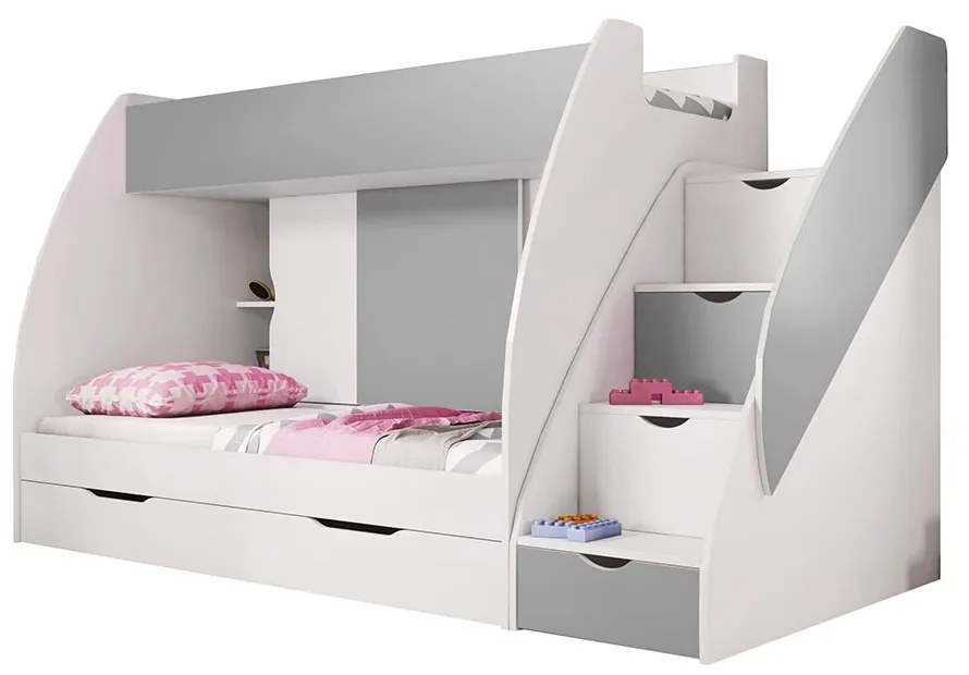 Emeletes ágy 80 cm Mareus (Szürke) (ágyráccsal). 1014003