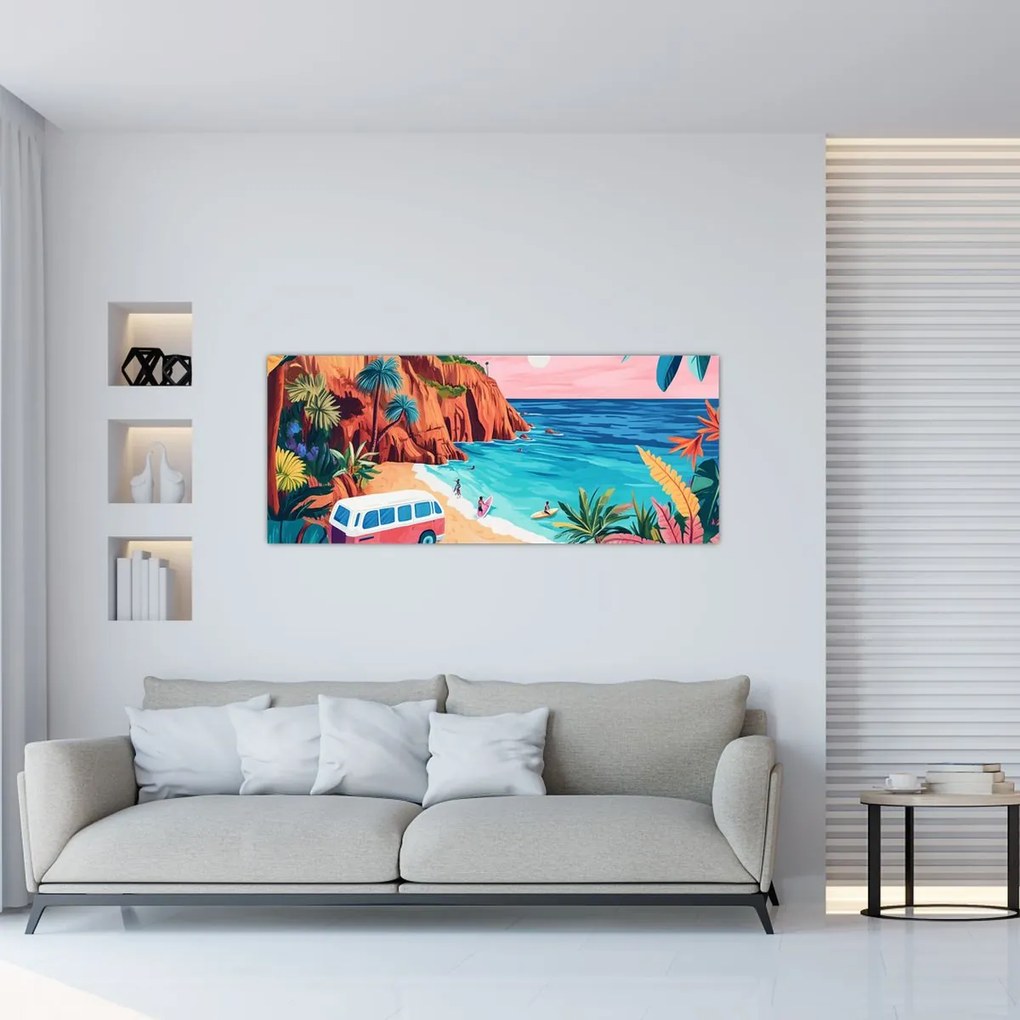 Kép - Lakóautó az óceánnál (120x50 cm)