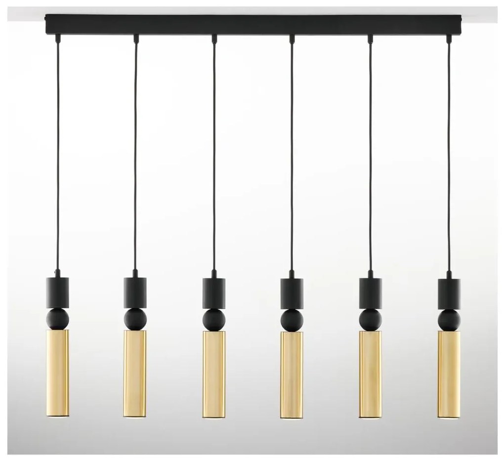 Jupiter 2008 - Csillár zsinóron ALAS 6xGU10/10W/230V arany/fekete