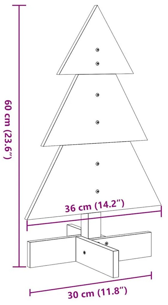 viaszbarna tömör fenyőfa karácsonyfa-dekoráció 60 cm