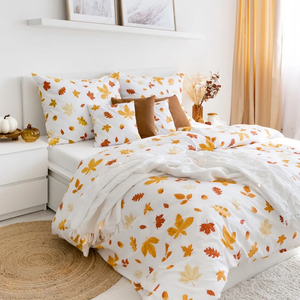 Goldea pamut ágyneműhuzat - őszi levelek 240 x 220 és 2db 70 x 90 cm