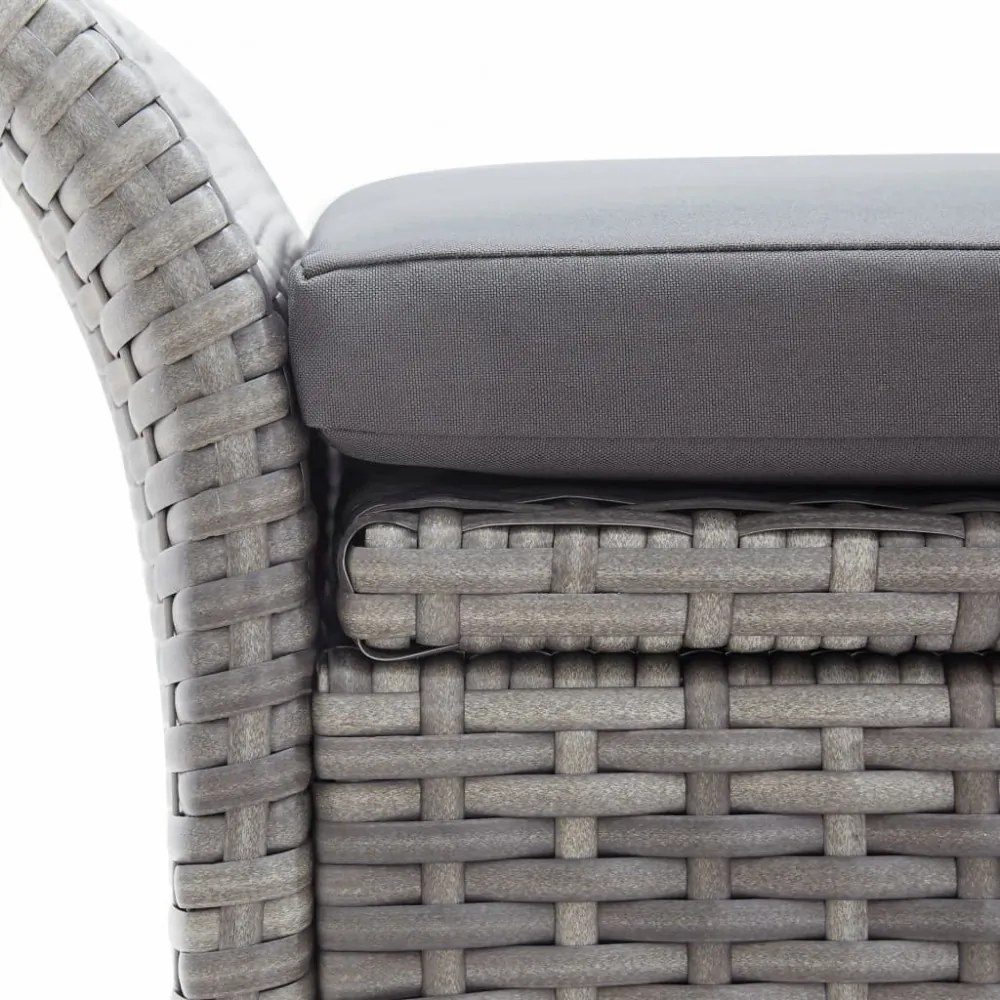 szürke polyrattan tárolópad párnával 138 cm