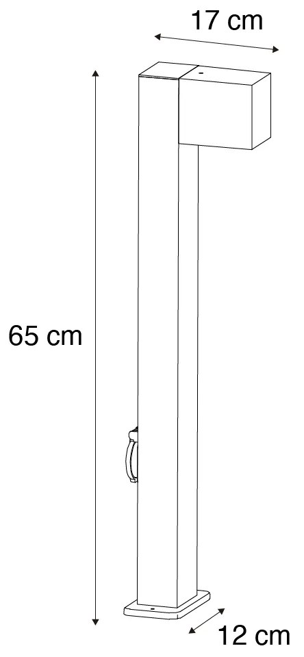 Kültéri lámpa fekete színben, földbe szúrható tüskével és kábeltömítéssel, 65 cm, foglalattal, IP44 - Baleno