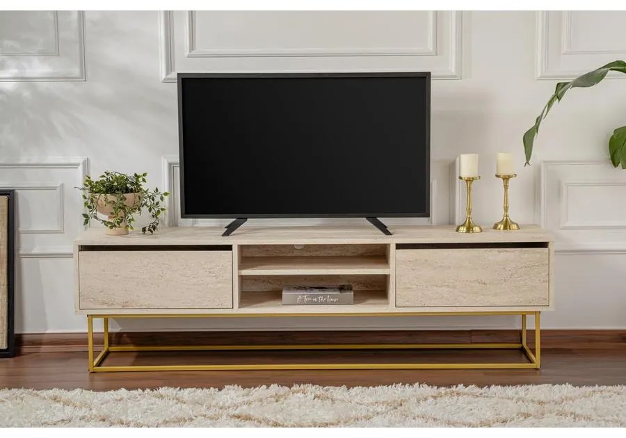 TV szekrény Escape 180 - Arany, Travertine