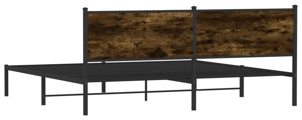 füstös tölgy színű fém ágykeret matrac nélkül 200 x 200 cm