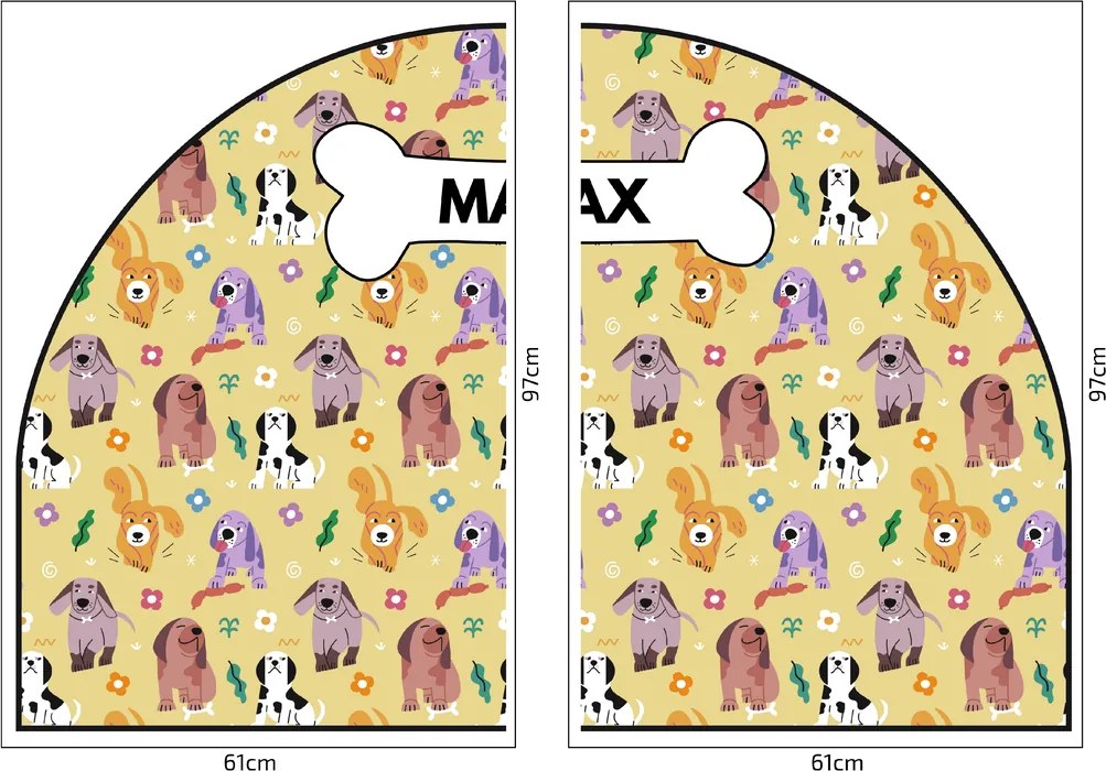 PIPPER. Védő textil falmatrica – Ív – Színes kutyák Méret: 83x60cm, Indíték: név nélkül