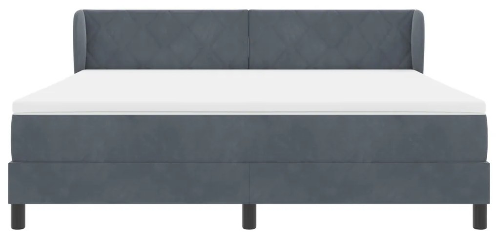 Boxspring Ágy Matrac Kószálva Szürke 180x200 cm Bársony