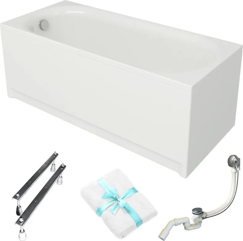 Univerzális téglalap alakú kád Cersanit Octavia 160x70 fehér lábszifon burkolat