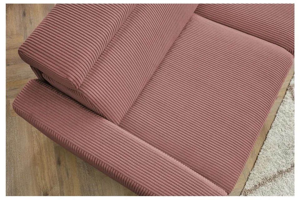 Rózsaszín kordbársony kinyitható sarokkanapé (variálható) Monaco – Bobochic Paris