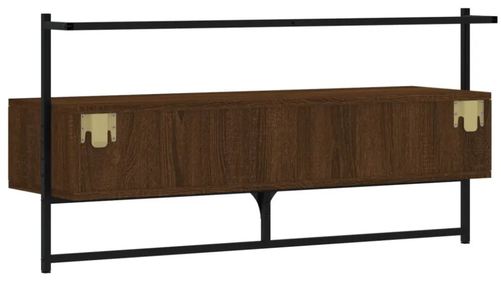 barna tölgyszínű szerelt fa fali TV szekrény 100,5 x 30 x 51 cm