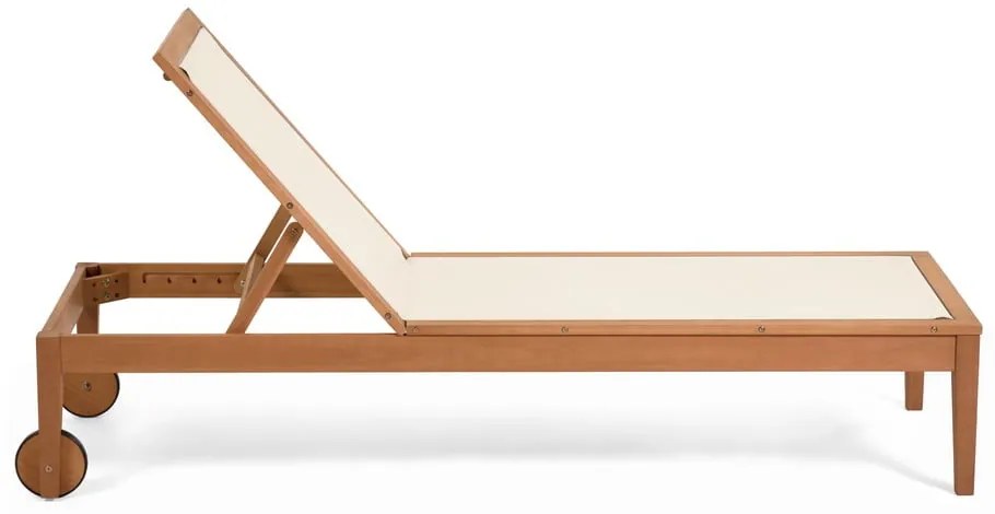 Bézs tömörfa állítható kerti napozóágy Caterin – Kave Home