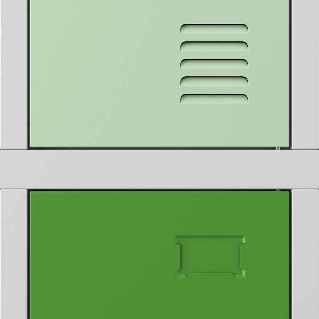 Fém szekrény, 10 rekeszes BARTUŚ, 1360 x 1500 x 450 mm, szürke-többszínű