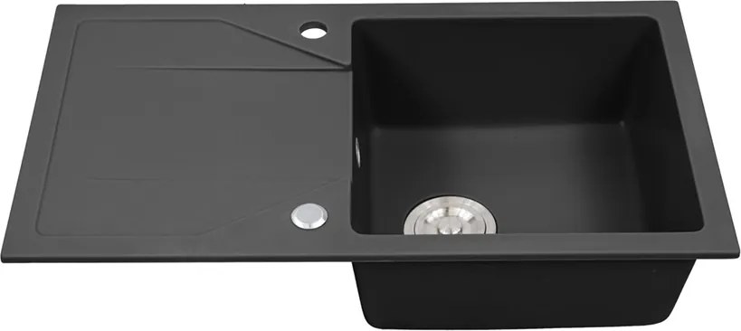 Gori szögletes egy medence + csepegtető gránit mosogató fekete