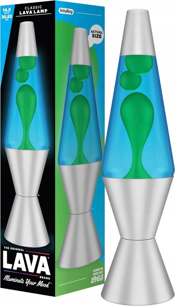 Lámpa Lava Retro 37cm Zöld-Kék Ezüst alappal