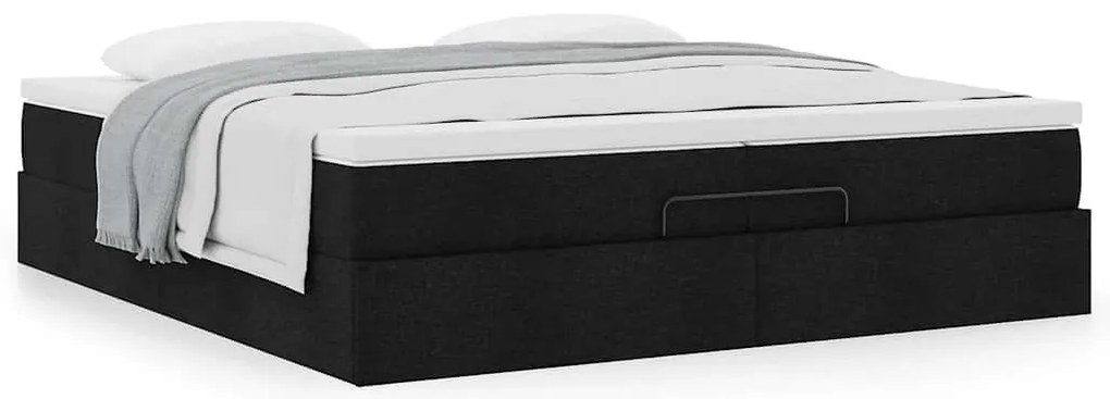 oszmán ágykeret matracokkal Fekete 200x200cm szövet