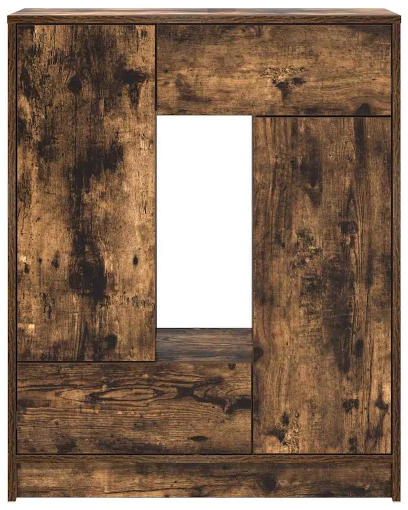 füstölt tölgy komód fiókokkal és ajtókkal 73x31x90 cm