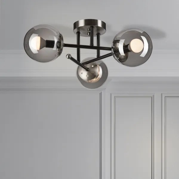 Felületre szerelhető csillár MALENA 3xE14/5W/230V fekete/füstös