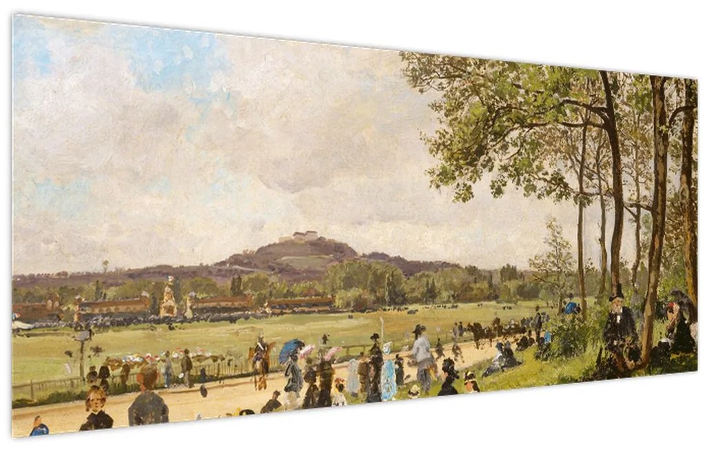 Kép - French 19th Century, Race Course at Longchamps, reprodukciók (120x50 cm)