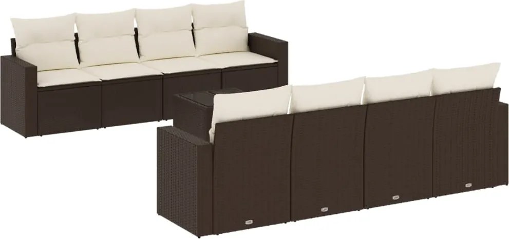 vidaXL 9 részes barna polyrattan kerti ülőgarnitúra párnákkal