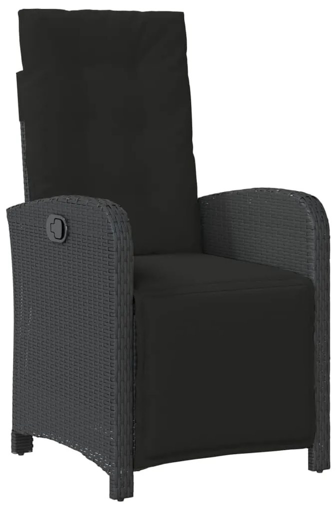 3 részes fekete polyrattan bisztrógarnitúra párnával