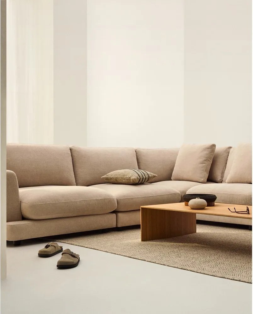 Bézs zsenília sarokkanapé Gala – Kave Home