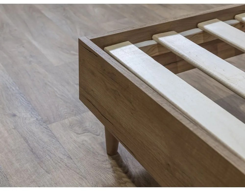 Sötétzöld-natúr színű franciaágy ágyráccsal 180x200 cm Oceane – Bobochic Paris