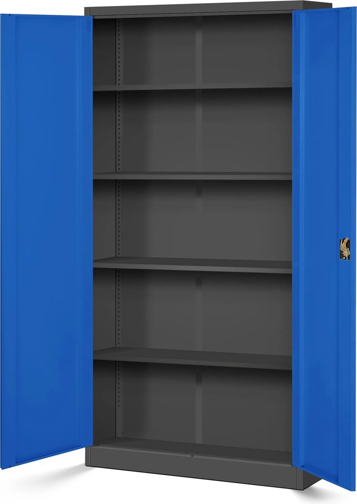 4× fém irodai iratszekrényből álló készlet, antracit-kék, 900x1950x400 mm: JAN H