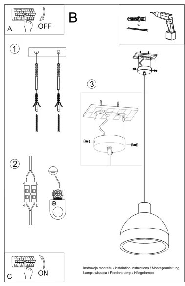 Sollux SL.0281 - DAMASO 1xE27/60W/230V kábelcsillár