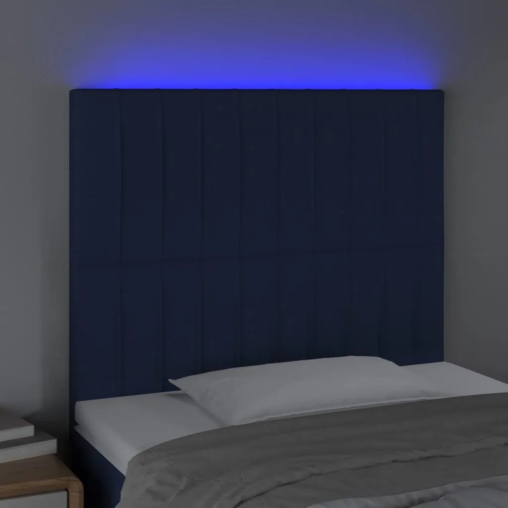 kék szövet LED-es fejtámla 80x5x118/128 cm