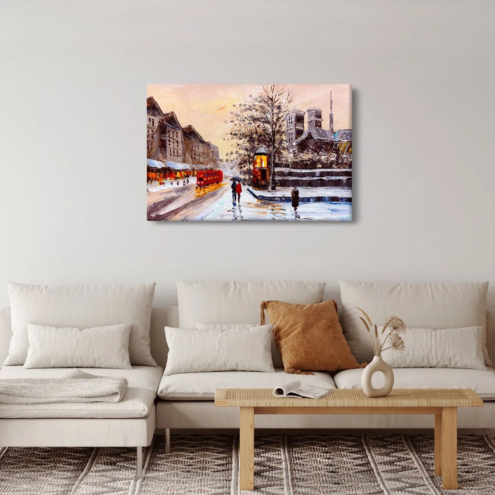 Kép - Egy téli város festménye (90x60 cm)