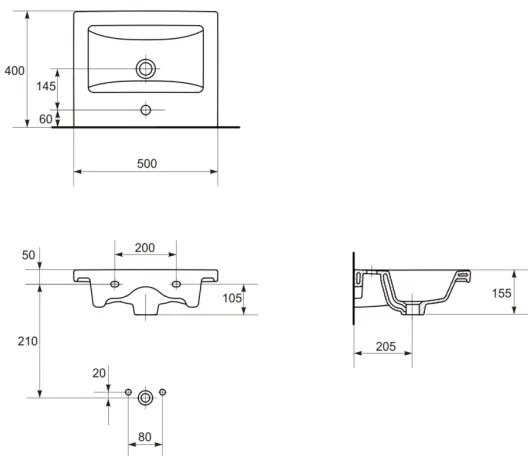 Cersanit S801-153-DSM - LARA COMO falra szerelhető fürdőszobaszekrény mosdóval, diószínű