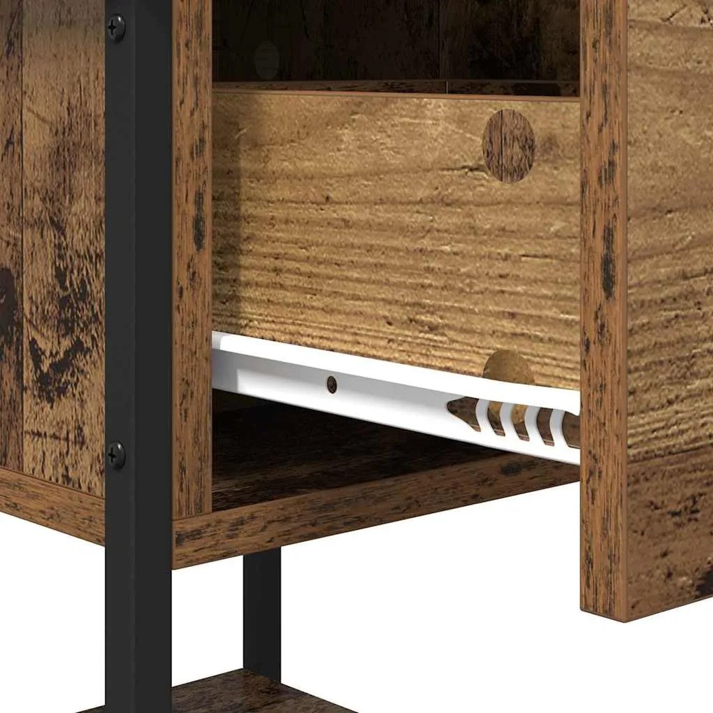 Éjjeli asztal fiókkal 2 pcs Régi fa 34 x 35,5 x 45 cm Faanyag