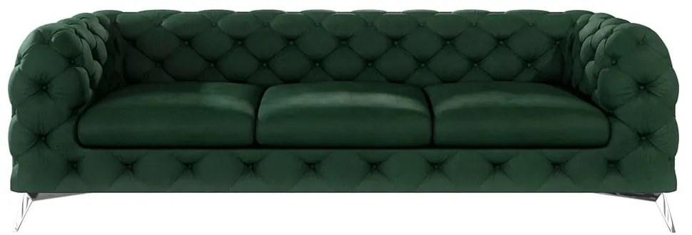 Sötétzöld bársony kanapé 243 cm Chelsea – Ropez