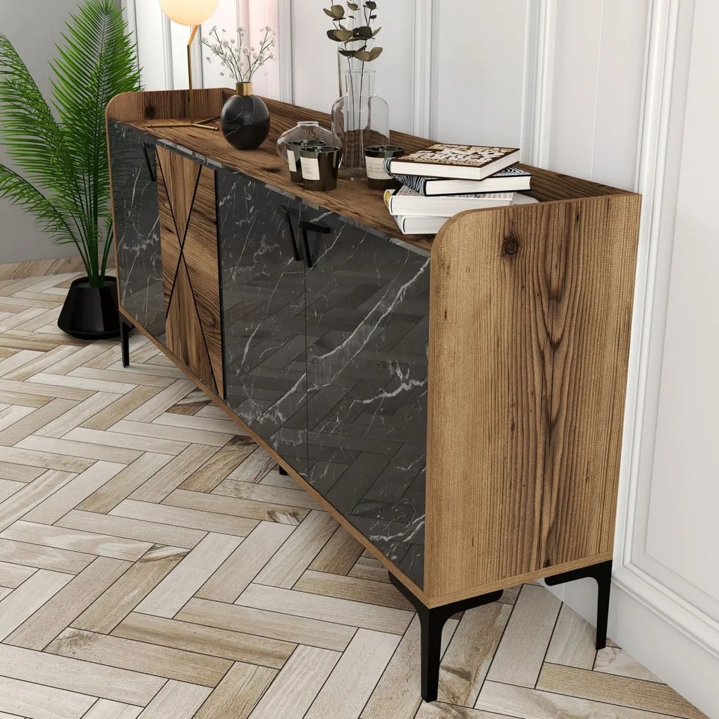 Venedik - Walnut, Black Marble